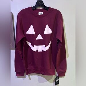 PACIFIC & CO Maroon & White Jack O Lantern Crew Neck Sweatshirt Womens Small